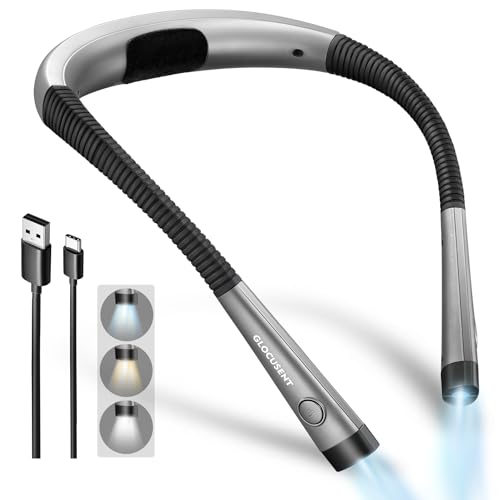 Book Light, 3-Color & 6-Brightness Reading Light, Bendable Neck Light, Long Lasting Rechargeable Lamp, Perfect Book Light for Reading in Bed, Knitting, Camping, Repairing, Book Lovers Gifts