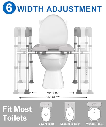 Toilet Seat Riser for Seniors with Adjustable Height & Width