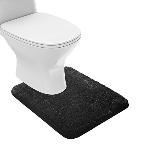 Bathroom Contour Rug Non Slip Bath Mat Water Absorbent Soft Microfiber Shaggy Bathroom Mat Machine Washable Bath Rug for Bathroom Thick Plush U Shape Toilet Rug
