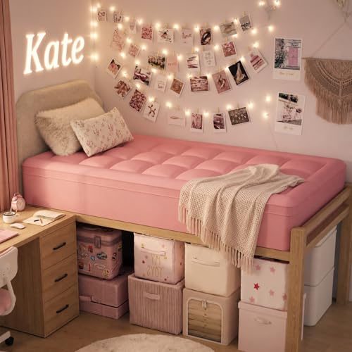 3 Inch Dual Layer Memory Foam Mattress Topper Pink