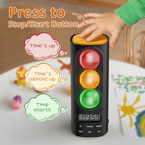 Traffic Light Visual Timer&ADHD Tool for Kids Adults Display Volume Adjustment