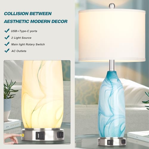 Glass Table Lamps Set of 2 White