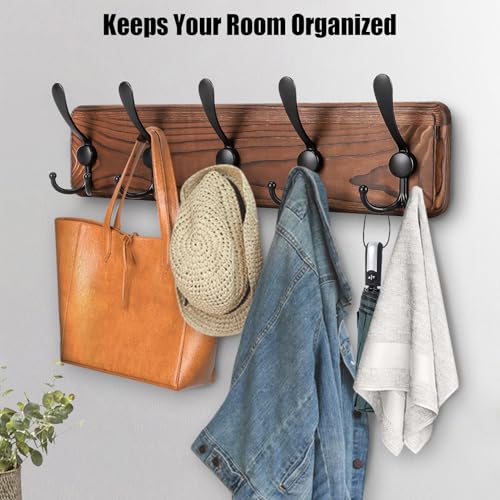 Large Coat Rack Wall Mount Coat Hooks Coat Hanger with Metal Black Triple