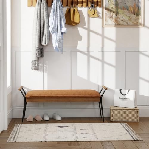 Long Ottoman Bench with Arms Metal Legs 2465