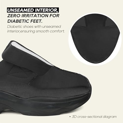 Women Diabetic Shoes with Adjustable Closure Orthopedic Walking Shoes for Edema Plantar Fasciitis Bunions Arthritis Swollen Feet