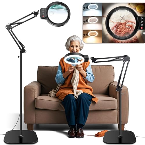 30X 10X Large Floor Magnifying Glass with Light and Stand