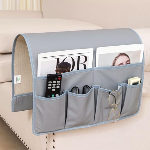 Anti Slip Sofa Armrest Organizer Arm Chair Bedside Caddy Storage Organizer For Recliner Couch With 6 Pockets For Cell Phone Tv Remote Control