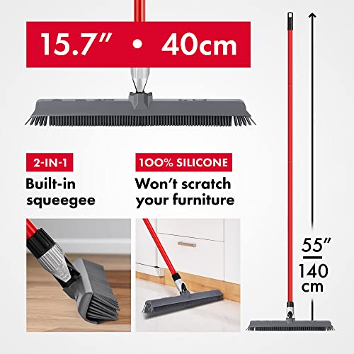 2-in-1 Silicone Rubber Broom Carpet Rake and Squeegee