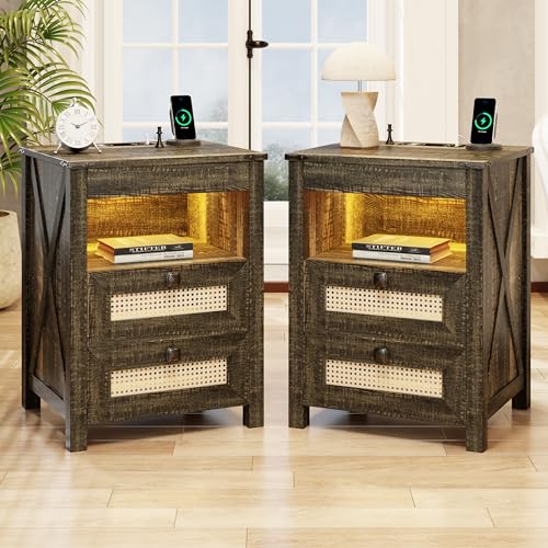 LED Night Stand with Gun Drawer & Charging Station