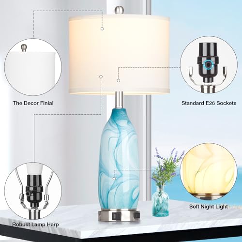 Glass Table Lamps Set of 2 White