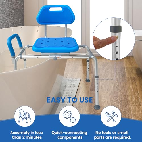 Gateway Premium Sliding Bath Transfer Bench with Swivel Seat