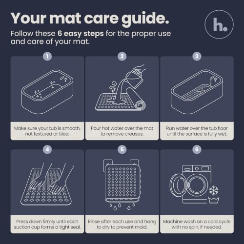 Bathtub Mat Non Slip 35x16 Shower Mat Non Slip Anti Mold BPA Free