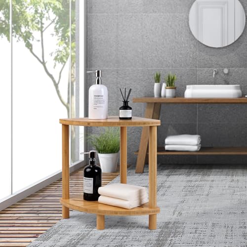 Bamboo Corner Shower Stool for Inside Shower Waterproof