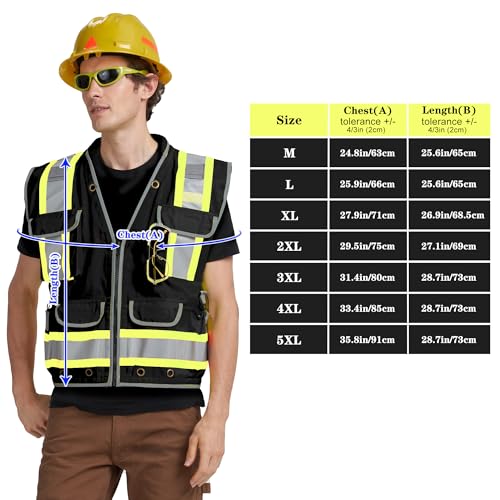 Heavy Woven cotton High Vis Reflective work construction safety vest for men Class 2 with ipad Cargo Back Pocket