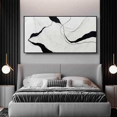 Large Green Flower Black and White Abstract Cow Canvas Wall Art Modern Botanical Animal Painting with Gold Textured Details Decorative Artwork for Living Room Bedroom Office Kitchen