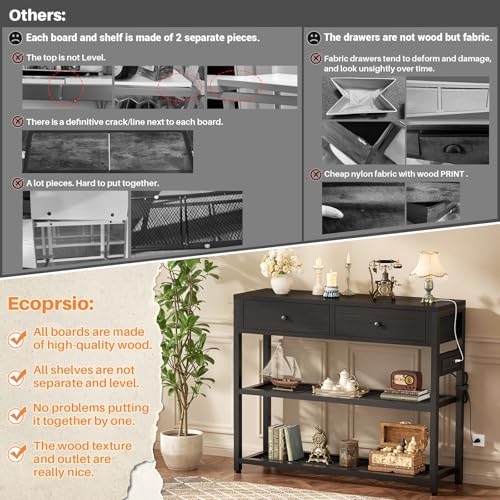 Ecopriso Entryway Table with Outlets and USB Ports