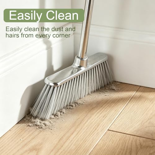Indoor Soft Bristles Broom and Dustpan with Long Handle