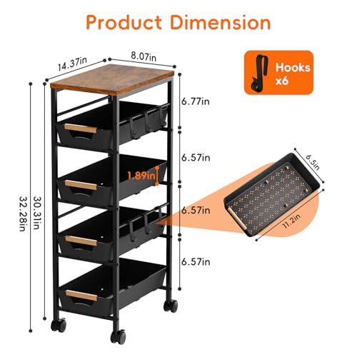 5 Tier Kitchen Storage Cart