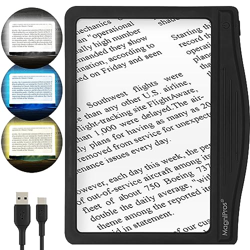 5X Rechargeable LED Page Magnifier with 3 Color Light Modes
