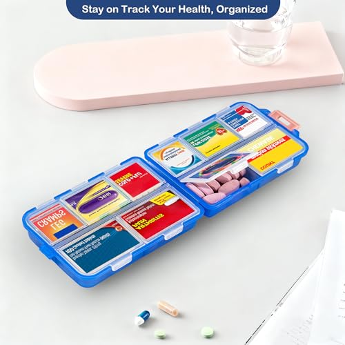 Pill Organizer with Medicine Labels Travel Daily Pill Container Mini Medication Organizer Storage Pill Organizer Pill Case 7 Day Pill Organizer