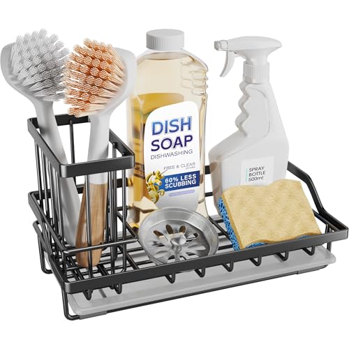 Sink Caddy Kitchen Sink Organizer with Detachable Brush Holder