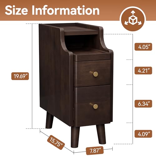 Narrow Nightstand with Drawers