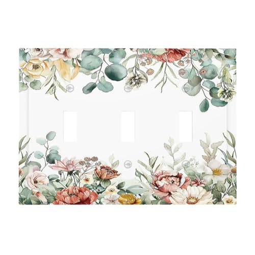 Light Switch Cover Plate Vintage Sunflower Highland Cow Rustic Art 1 Gang No Device Blank Electrical Wall Plates Faceplate Decorative Switch Plate for Bedroom Farmhouse Decor