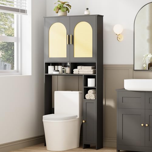 Over The Toilet Storage Cabinet with 2 Door and Toilet Paper Holder Stand