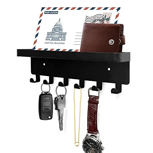 Key Holder for Wall Key Hooks with Tray and 6 Hooks