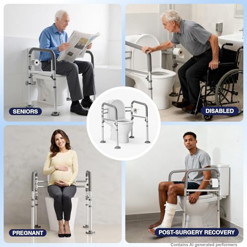 Foldable Toilet Safety Rails for Seniors