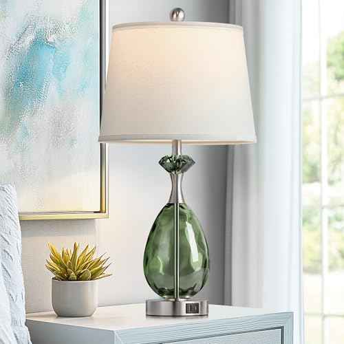 Coastal Glass Table Lamps Set of 2