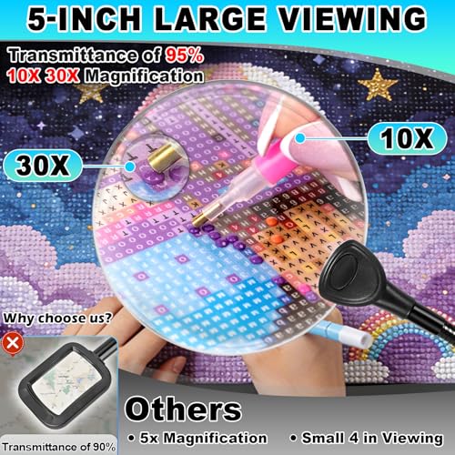 10X 30X Floor Magnifying Glass with Light and Stand