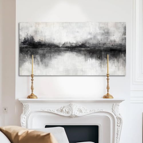 White Canvas Wall Art Extra Large Wall Decor Framed Abstract Poster Pictures Black Flowers Arts Blue Artwork for Hotel Gallery