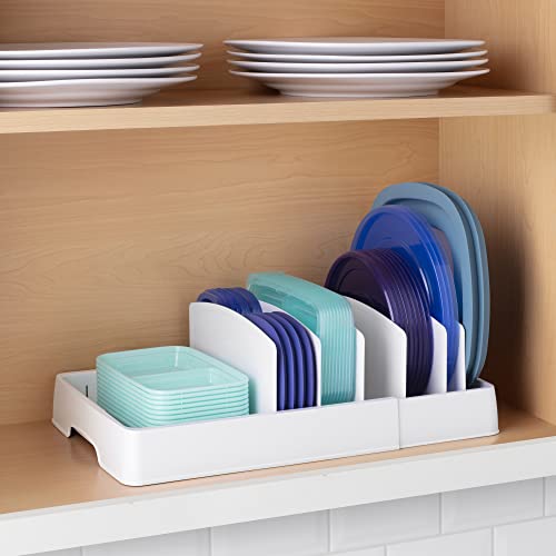 StoraLid Adjustable Food Container Lid Organizer for Kitchen Cabinet Storage