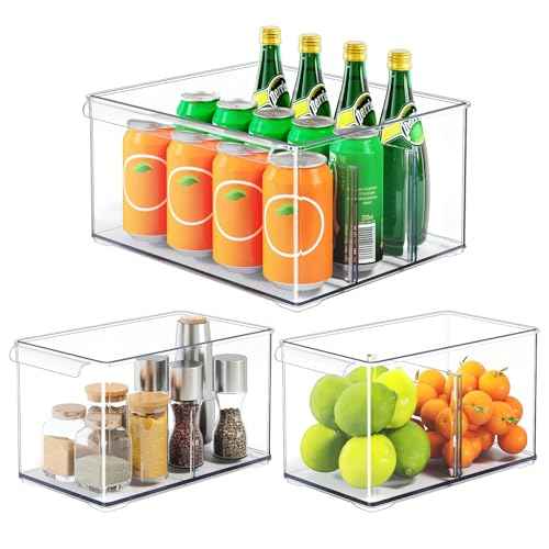 3 6 Pack Pantry Storage Bins with Divider