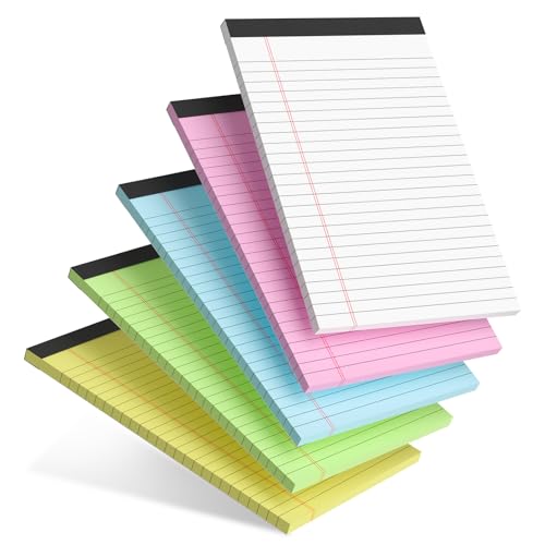 Small Note Pad 5x8 College Ruled Pink Legal Pads Paper Notepads 6 Pack Clear Print Writing Pads 5 x 8 Legal Pads Perforated Narrow Ruled Pads of Paper