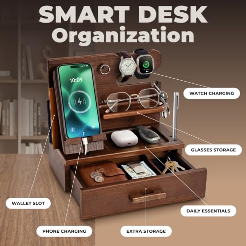Wood Phone Docking Station with Drawer