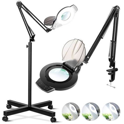 2200 Lumens Magnifying Glass with Light Stand and Clamp