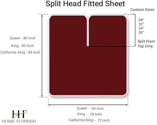 Adjustable Beds Half Split Sheet 600 TC 100% Cotton Fitted