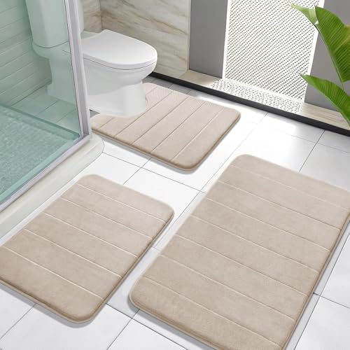 3 Pieces Memory Foam Bath Mat Sets