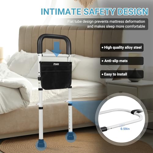 Bed Side Rails with Support Legs and Storage Pocket