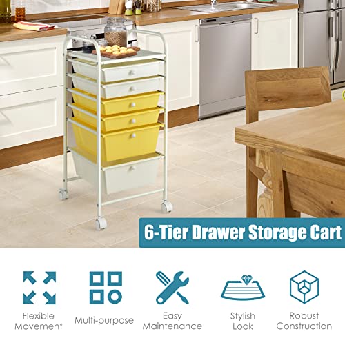 Storage Cart Bin Organizer Rolling Storage Cart Metal Frame Plastic Drawers Flexible Wheels Home Office Scrapbook Supply & Paper Shelf