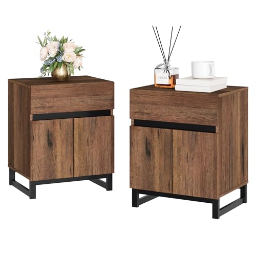 Modern End Table with 1 Drawer & 1 Storage Cabinet