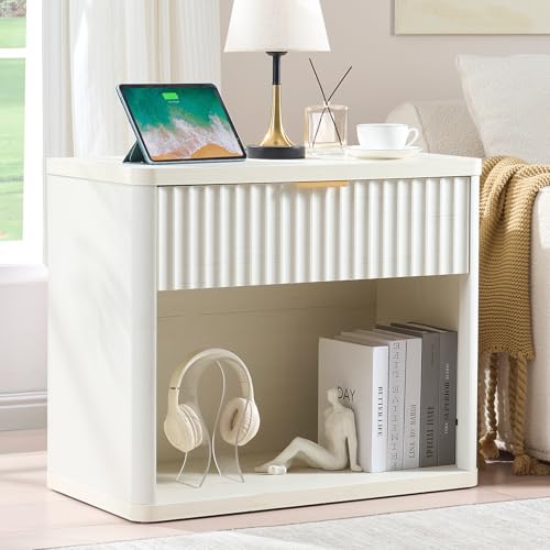 Wide Fluted Nightstand for Large Spaces