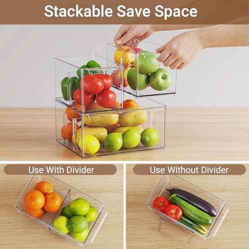 3 6 Pack Pantry Storage Bins with Divider