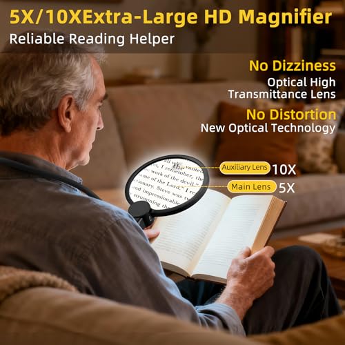 Hands Free Magnifying Glass with Light for Close Work