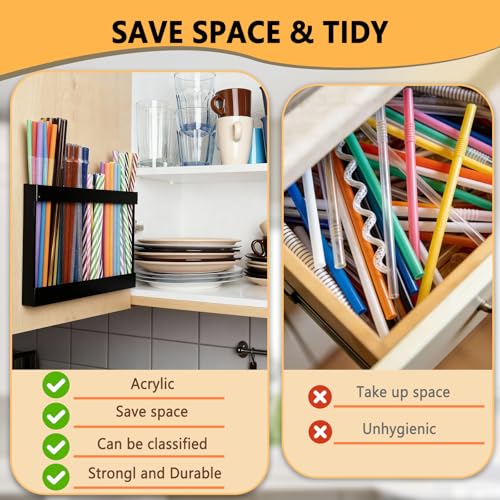 New Upgrade 9.5" Large Acrylic Straw Holder for Cabinet Door