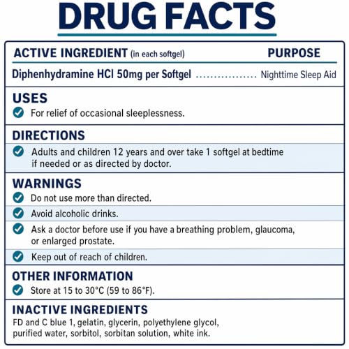 Sleep Aid Diphenhydramine Softgels