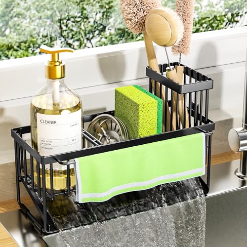 Kitchen Sink Caddy Organzier with High Brush Holder
