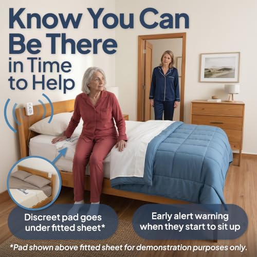 Smart Caregiver Bed and Chair Exit Alarm with Weight Sensing Bed Pad for Elderly